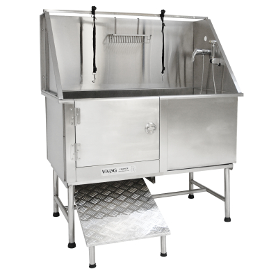 Baignoire de toilettage sur pied INOX 128x71 - Gris