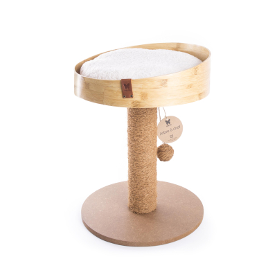 Arbre à chat en bambou biseau avec panier - Bambou - 40cm - marron
