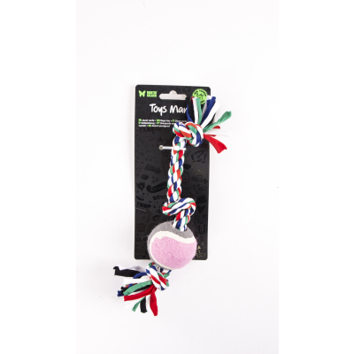 Jouet corde 3 nœuds avec balle de tenis pour chiot - Puppy - 25cm - multicolore