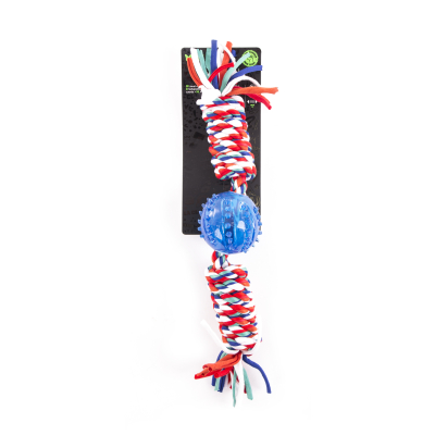 Rope toy with ball for puppy - Puppy - 25cm - multicoloured