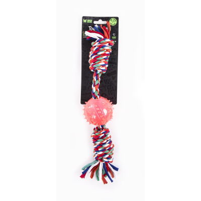 Rope toy with ball for puppy - Puppy - 25cm - multicoloured