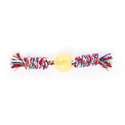 Rope toy with ball for puppy - Puppy - 25cm - multicoloured