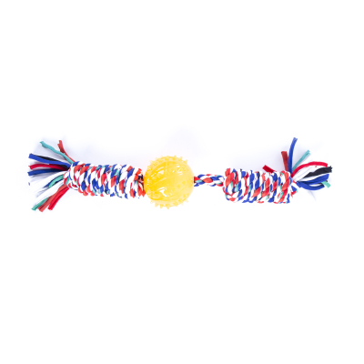 Rope toy with ball for puppy - Puppy - 25cm - multicoloured