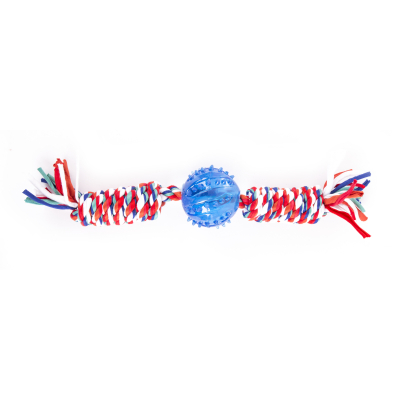 Rope toy with ball for puppy - Puppy - 25cm - multicoloured