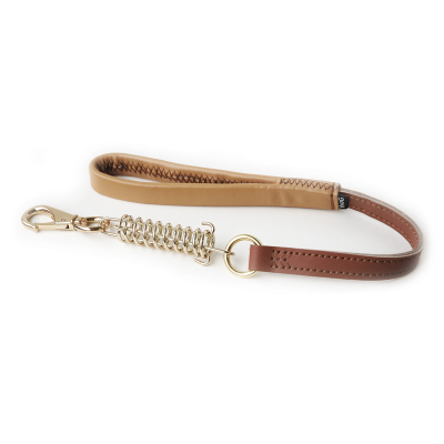 Leatherette leash with spring - Vivog Chase - <65cm - 2cm - brown