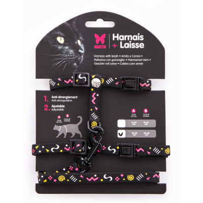 Set harnais + laisse en nylon - Cat carnaval - noir