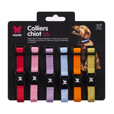 Pack 6 colliers en nylon chiot - 17/25cm - 1cm