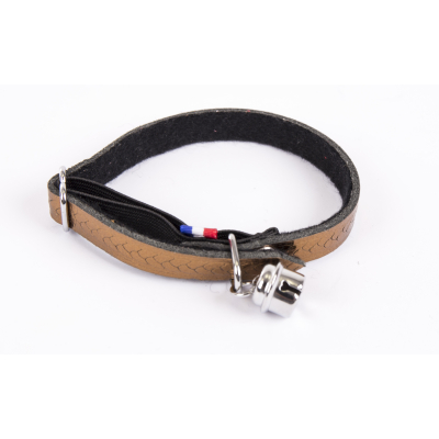Laisse chaîne avec poignée cuir pour chien - rouge - diam 4mm larg 16mm Long 100cm