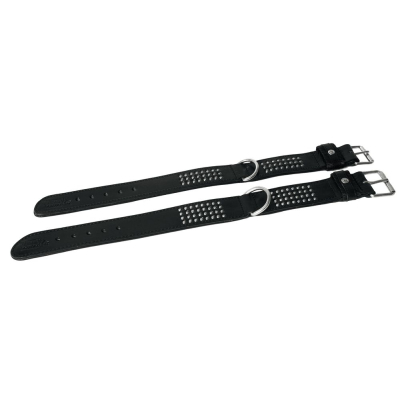 Collier en cuir - Petits clous - <5cm - 3.5cm - noir