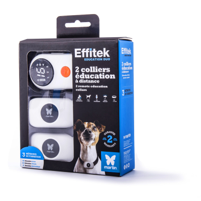 Electronic anti-bark collar for 2 dogs - Effitek - <62cm - white