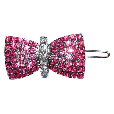 Barette - Noeud strass - rose