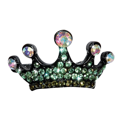 Barrette - Rhinestone crown - green