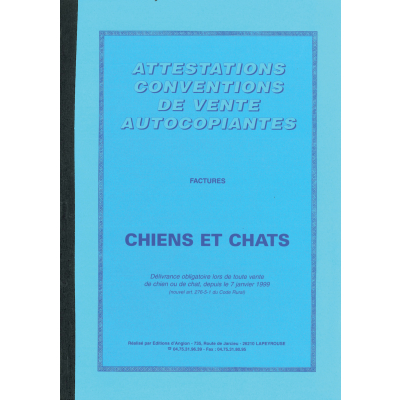 Carnet d'attestation de vente autocopiantes - bleu