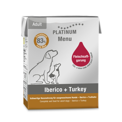 Pâté Platinum Menu Porc ibérique & dinde pour chien - 375g