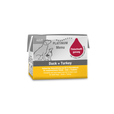 Pâté Platinum Menu Canard & dinde pour chien - 90g