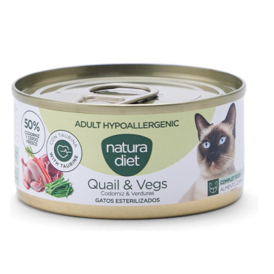Pâté Natura Diet Hypoallergénique Caille & Légumes pour chat - 85g