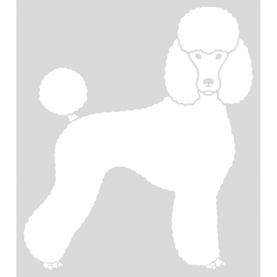 Autocollant Sticker corps de chien Caniche - coupe moderne - tête de face