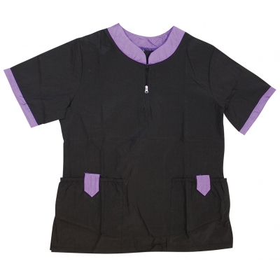Blouse de toilettage Mixte avec poches Noir / Violet - collection SINGAPOUR