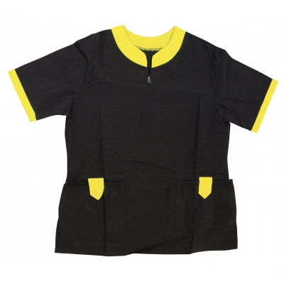 Blouse de toilettage Mixte avec poches Noire/jaune - collection SINGAPOUR