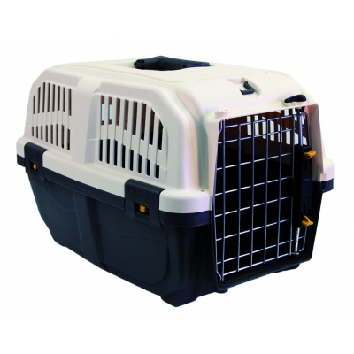 Cage de transport pour chien et chat SKUDO - norme IATA grise