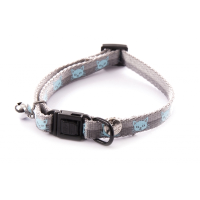 Collier bicolor nylon "Moustache" pour chat - Martin Sellier - Gris