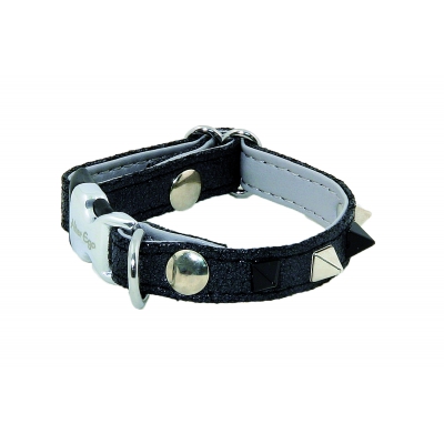 Collier chien en cuir Glam noir