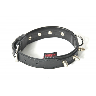 Collier clouté en cuir noir pour chien - Super confort