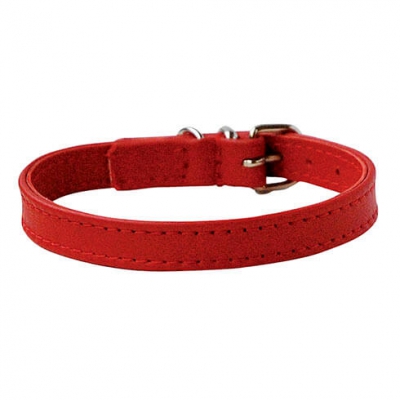 Collier cuir façon agneau rouge