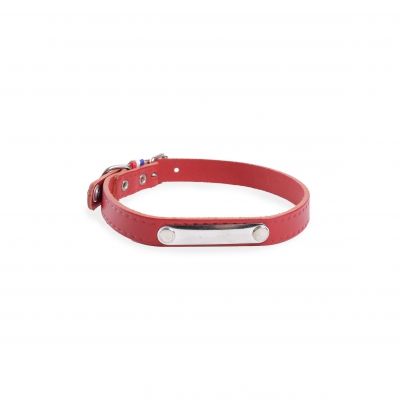Collier d'identification en cuir rouge pour chien - Coupé franc riveté