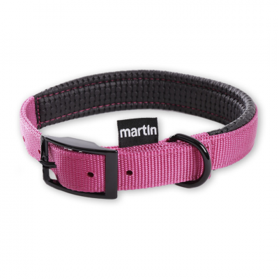 Collier droit confort pour chien en nylon rose 23