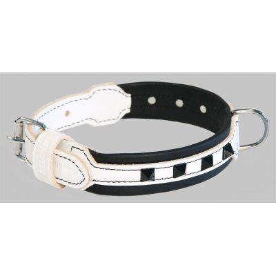 Collier en cuir blanc et noir pour chien - Montana