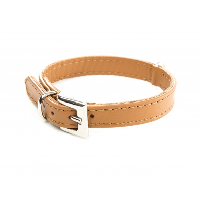 Collier en cuir havane - collier droit uni spécial petit chien