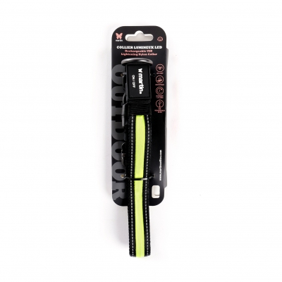 Collier lumineux nylon USB - Jaune ok