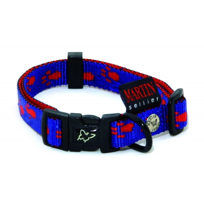 Collier pour chien bleu rouge - pattes originales