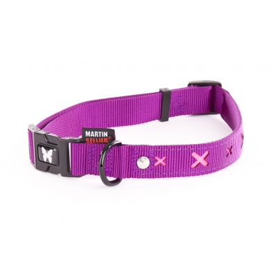 Collier pour chien - croix rose