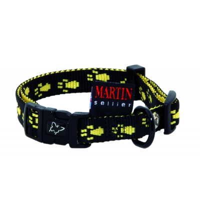 Collier pour chien noir jaune - pattes originales