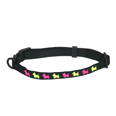 Collier pour chien - noir motifs chiens