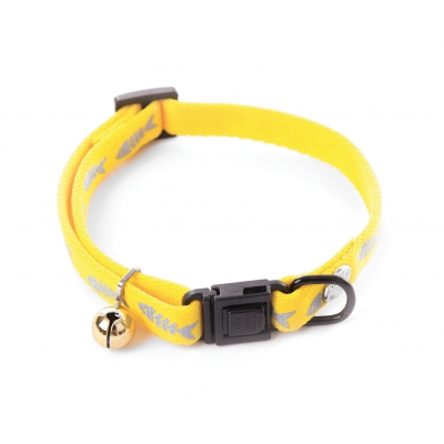 Collier réglable nylon "Poisson" pour chat - Martin Sellier - Jaune Fluo