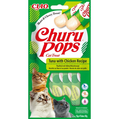 Friandises crémeuses CHURU POPS pour chat - Recette Thon et poulet x12