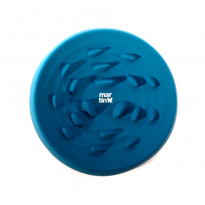 Gamelle "Anti-Glouton" bleu en silicone pour chien et chat - 300mL