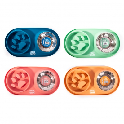 Gamelle "Anti-Glouton" rose en silicone et inox pour chien - 350mL 10