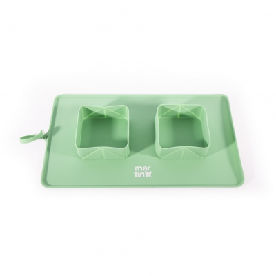 Gamelle double pliable silicone pour chien et chat - vert