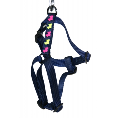 Harnais pour chien - bleu motifs chiens