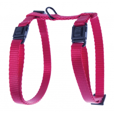 Harnais réglable nylon uni pour chat -Rouge