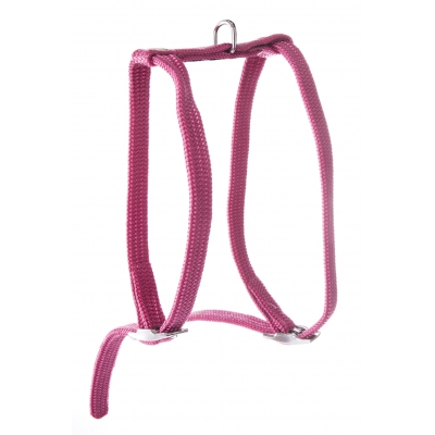 Harnais tubulaire réglable en nylon uni pour chat - Rose