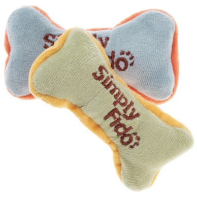 Jouet peluche bio pour chien -2 Mini Os bleu/vert 10cm - Simply Fido 