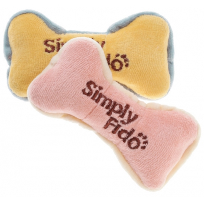Jouet peluche bio pour chien -2 Mini Os rose/jaune 10cm - Simply Fido 