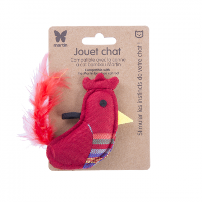 Jouet pour chat - Coq rouge - tissu ethnique