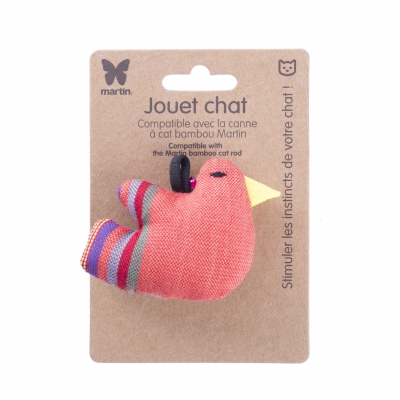 Jouet pour chat - Oiseau orange - tissu ethnique
