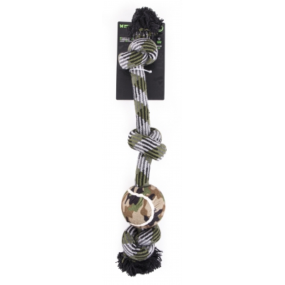 Jouet pour chien - corde + balle de tennis camouflage